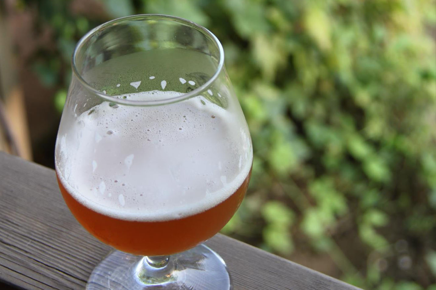 beer on porch railing