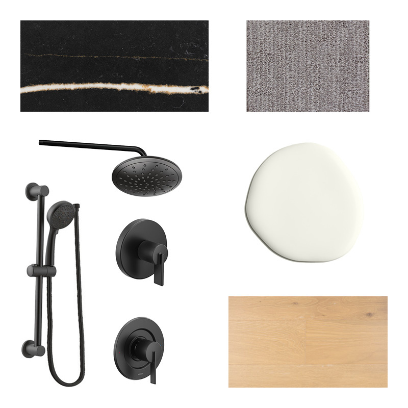 dark, marble fixtures