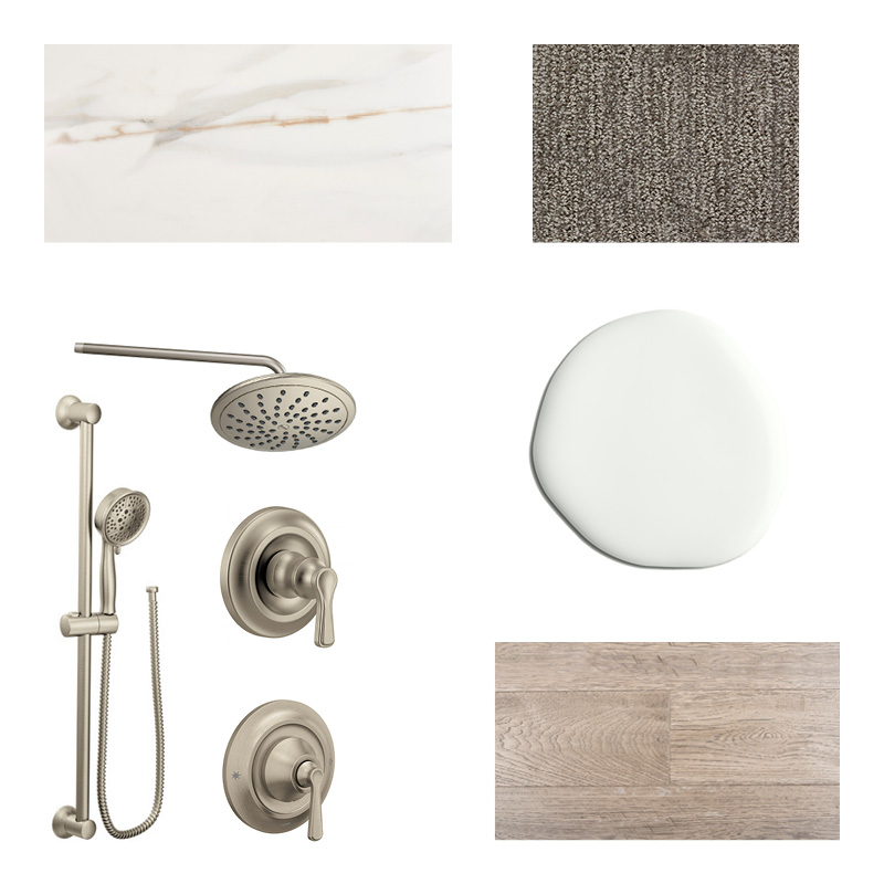 silver, marble and modern fixtures